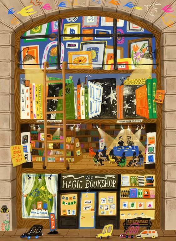 出典：World Illustration Awards 2025／Nancy Nan『The Magic Bookshop』
