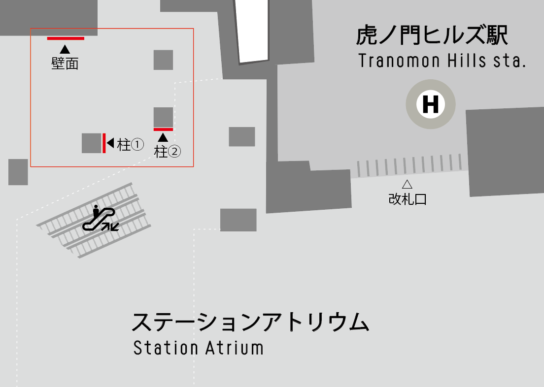 展示に使用するサイネージ（赤枠）